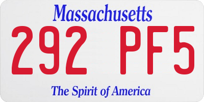 MA license plate 292PF5