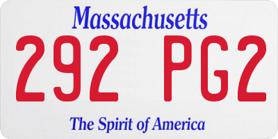 MA license plate 292PG2
