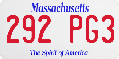 MA license plate 292PG3