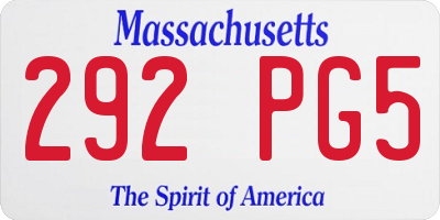 MA license plate 292PG5