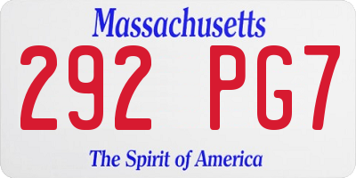 MA license plate 292PG7