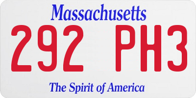 MA license plate 292PH3