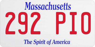 MA license plate 292PI0