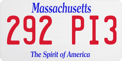MA license plate 292PI3