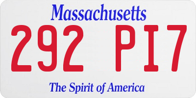 MA license plate 292PI7