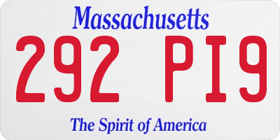MA license plate 292PI9
