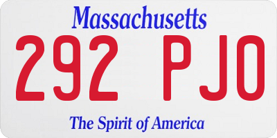 MA license plate 292PJ0