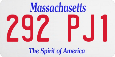 MA license plate 292PJ1
