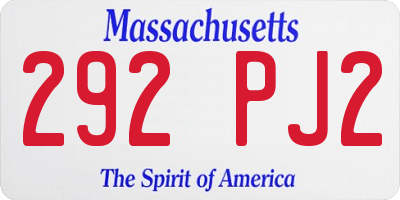 MA license plate 292PJ2