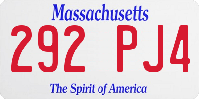 MA license plate 292PJ4