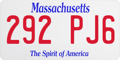 MA license plate 292PJ6