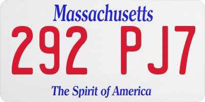 MA license plate 292PJ7