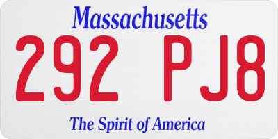 MA license plate 292PJ8