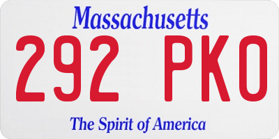 MA license plate 292PK0