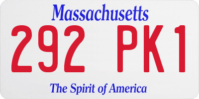 MA license plate 292PK1