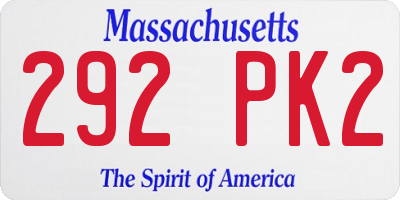 MA license plate 292PK2
