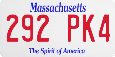 MA license plate 292PK4