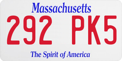 MA license plate 292PK5