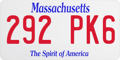 MA license plate 292PK6