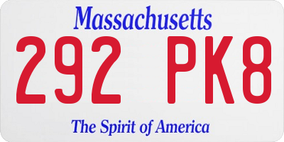 MA license plate 292PK8