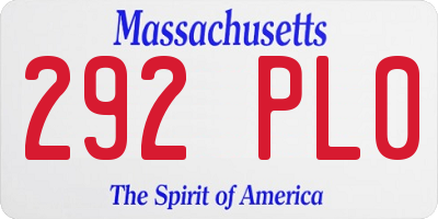 MA license plate 292PL0