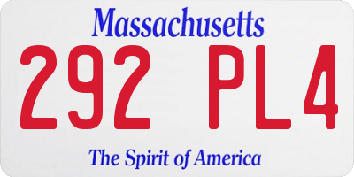 MA license plate 292PL4