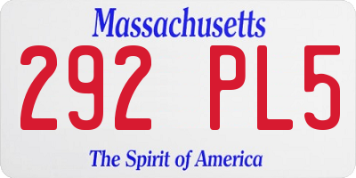 MA license plate 292PL5