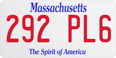 MA license plate 292PL6
