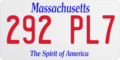 MA license plate 292PL7