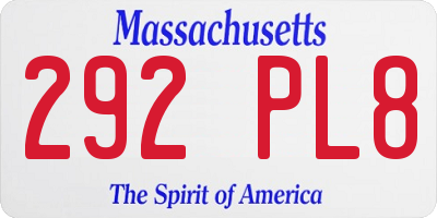 MA license plate 292PL8