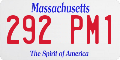 MA license plate 292PM1