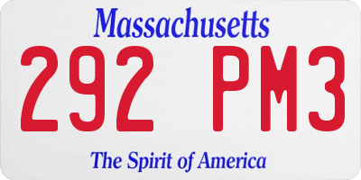 MA license plate 292PM3
