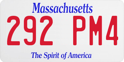 MA license plate 292PM4