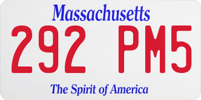 MA license plate 292PM5