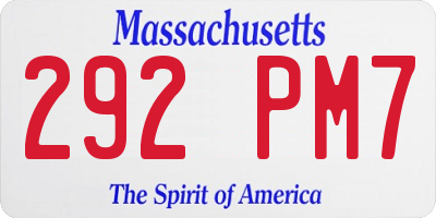 MA license plate 292PM7