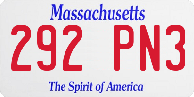 MA license plate 292PN3