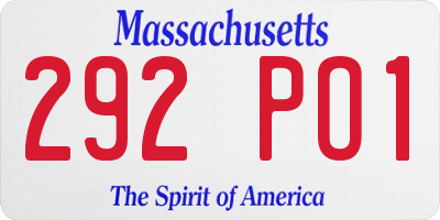 MA license plate 292PO1