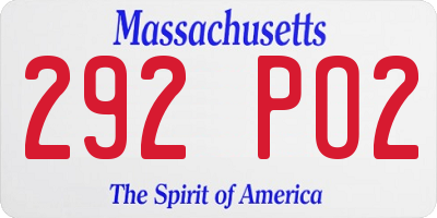 MA license plate 292PO2