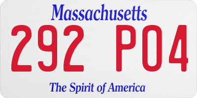 MA license plate 292PO4