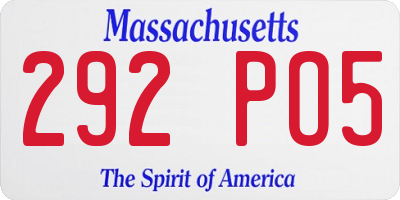 MA license plate 292PO5