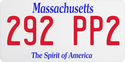 MA license plate 292PP2