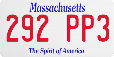 MA license plate 292PP3