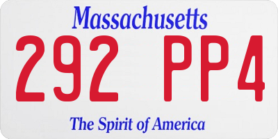 MA license plate 292PP4