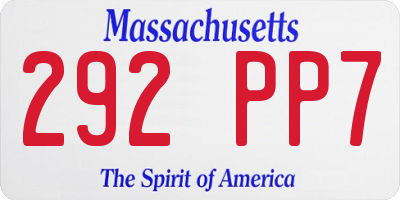 MA license plate 292PP7