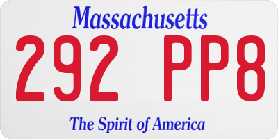 MA license plate 292PP8
