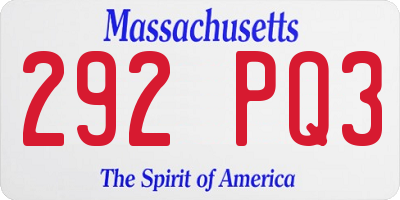 MA license plate 292PQ3