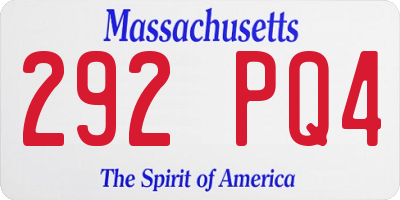 MA license plate 292PQ4