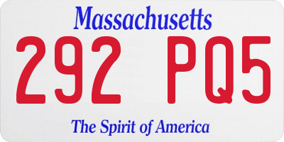 MA license plate 292PQ5