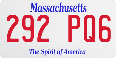 MA license plate 292PQ6