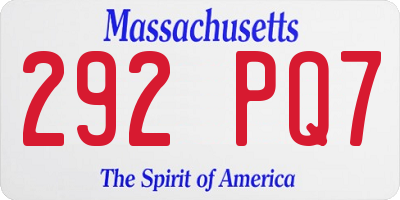 MA license plate 292PQ7